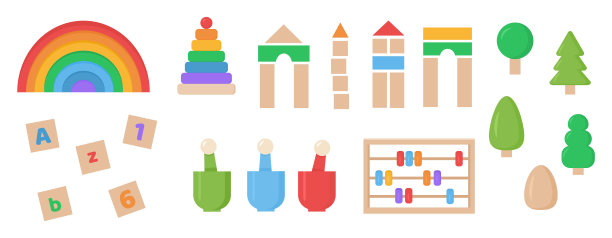 向量集蒙特梭利系统玩具。学龄前儿童逻辑游戏。婴儿发育的木制生态玩具。为幼儿收集多彩的元素。儿童早期教育图片下载