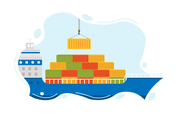 海上驳船在港口装载货物。海上运输物流。图片下载
