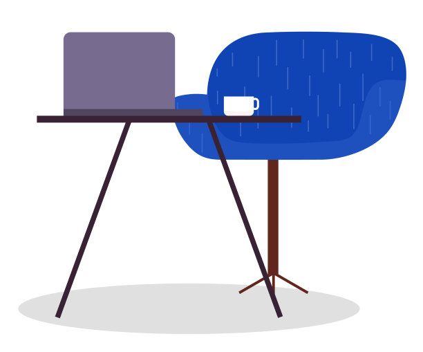 书桌、椅子、笔记本电脑、圆形椅子、家具靠近图片下载