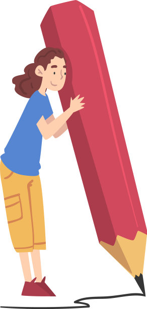 小女孩拿着大大的铅笔在写图片下载