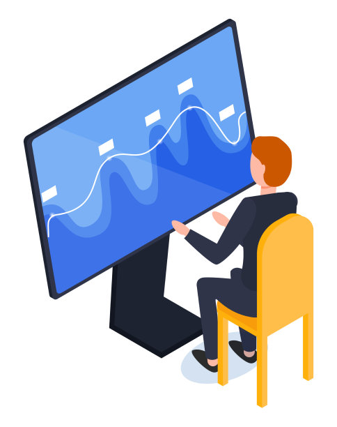 商人在电脑显示器上探索数据图表图片下载