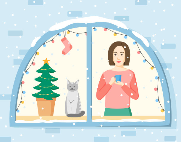 圣诞女人站在图片下载