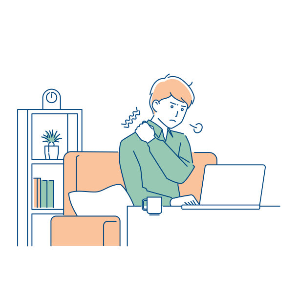 远程工作/僵硬肩膀的人/ 3种颜色图片下载