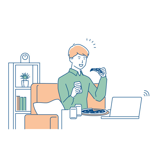 远程工作/在线喝酒的人/ 3种颜色图片下载