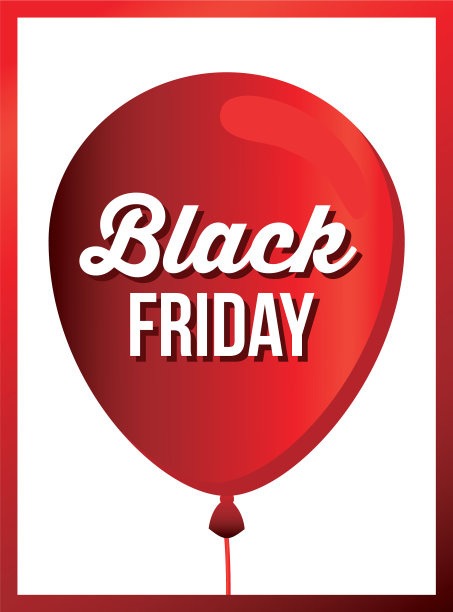红色气球上印着黑色星期五的字样图片下载