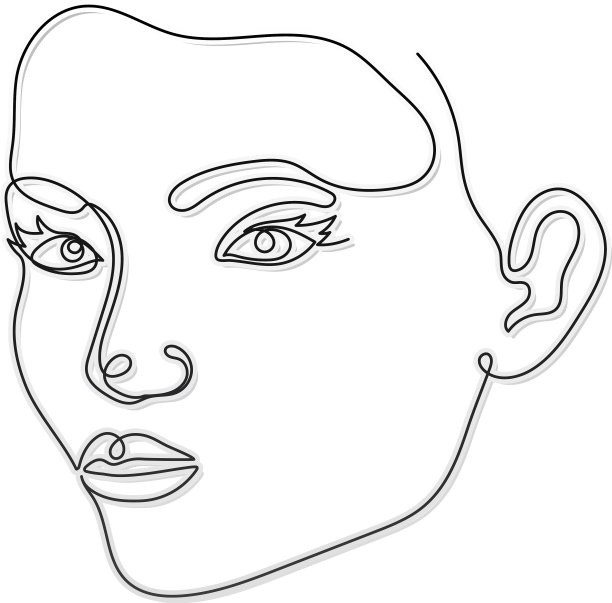线女人的脸上有一张嘴和两只眼睛图片下载