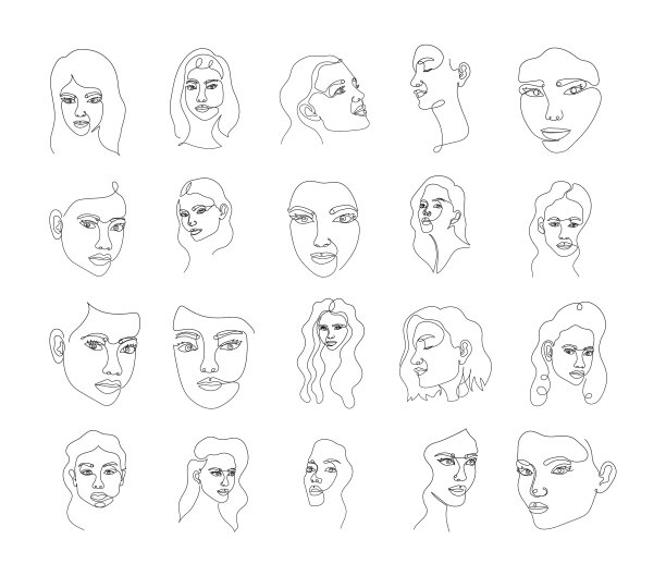 固定线条的女性面孔图片下载