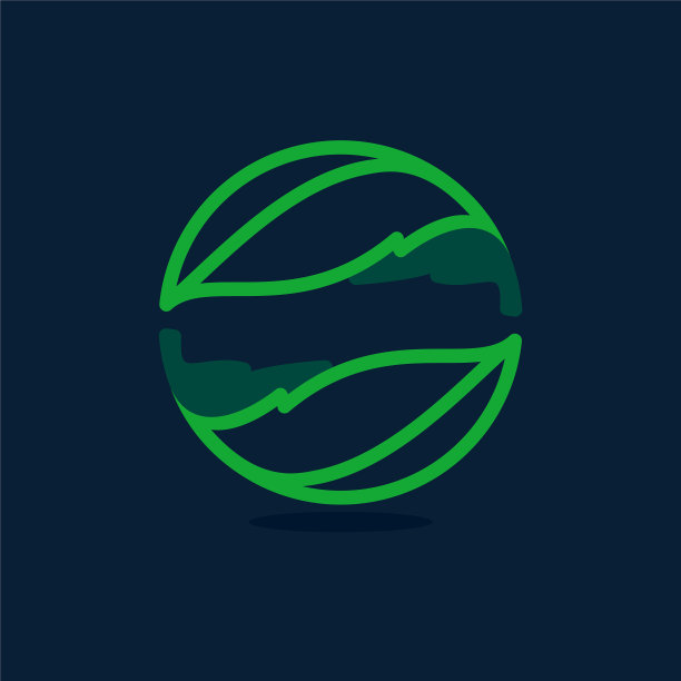 生态球线标志做成扭曲的绿色图片下载