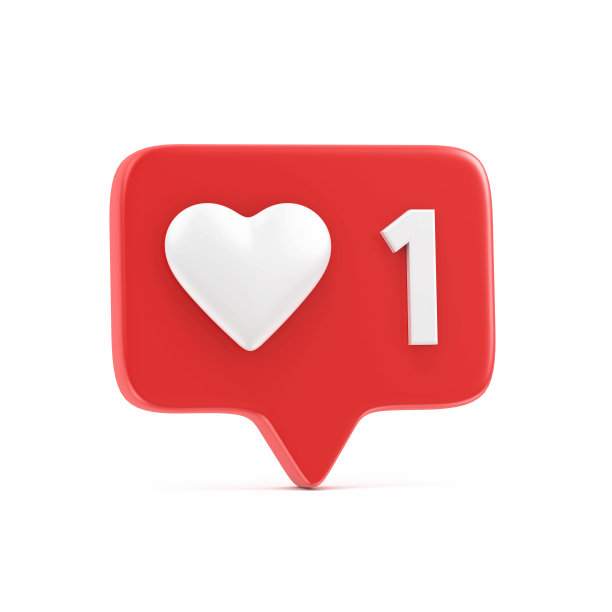 3d社交媒体通知与心图标股票照片孤立的白色背景图片下载