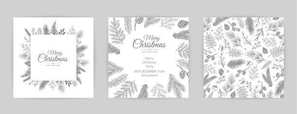 圣诞贺卡集节日派对卡图片下载