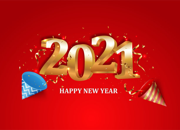 金色的彩纸飘扬着新年快乐的横幅图片下载