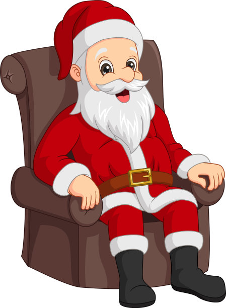 卡通圣诞老人坐在扶手椅上图片下载