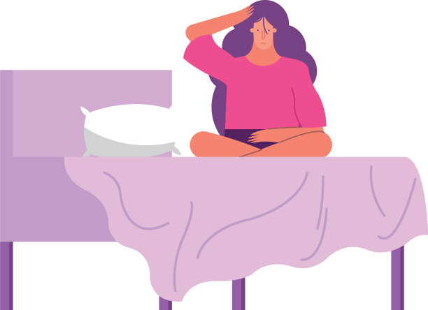 年轻女子在床上有失忆症状图片下载