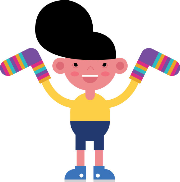 男孩用袜子搭配颜色条纹下来象征图片下载