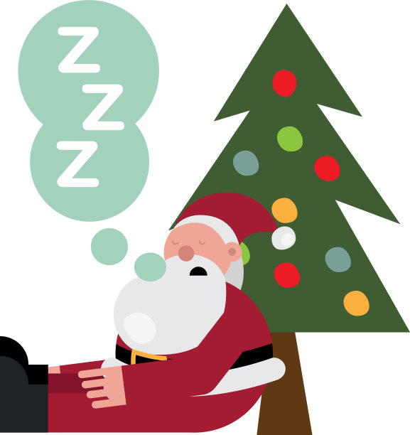 圣诞老人睡在树上图片下载