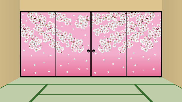 Fusuma(日本推拉门)插图。日式室内插画。图片下载