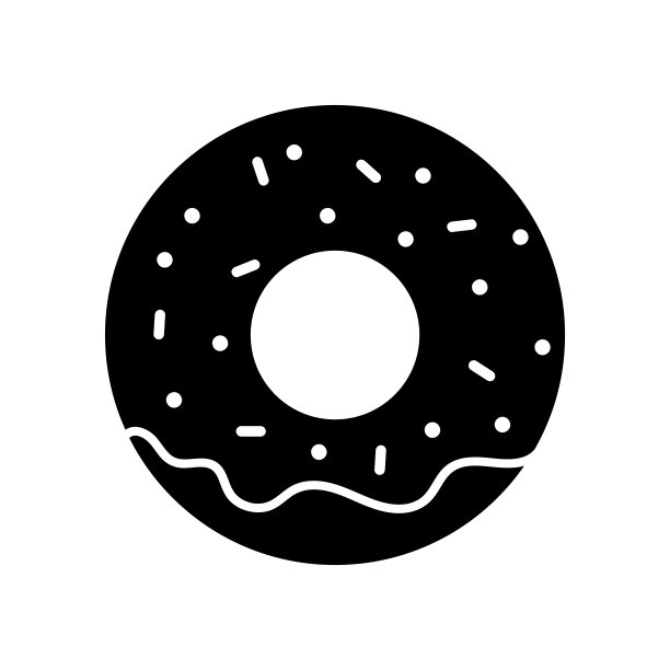 黑色甜甜圈图标上的白色背景图片下载