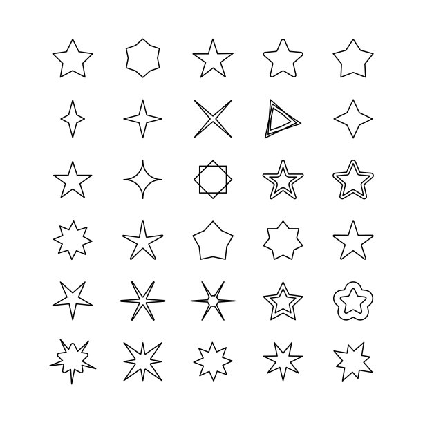 明星偶像。设置黑色火花效果。收集星星发光符号。轻元素平面设计的白色背景。多边形几何线形。喜庆的魔法粒子。矢量插图。图片下载