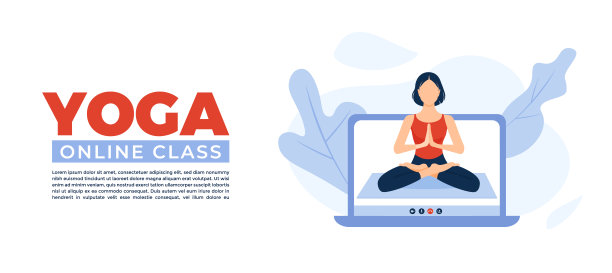 瑜伽课程或在线课程模板瑜伽和心理健康的概念。图片下载
