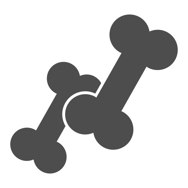 小和大骨头固体图标，动物医院概念，狗啃骨头标志在白色的背景，两个骨头图标在字形风格的移动概念和网页设计。矢量图形。图片下载