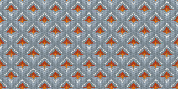 几何无缝针织复古图案，抽芽或花朵图片下载