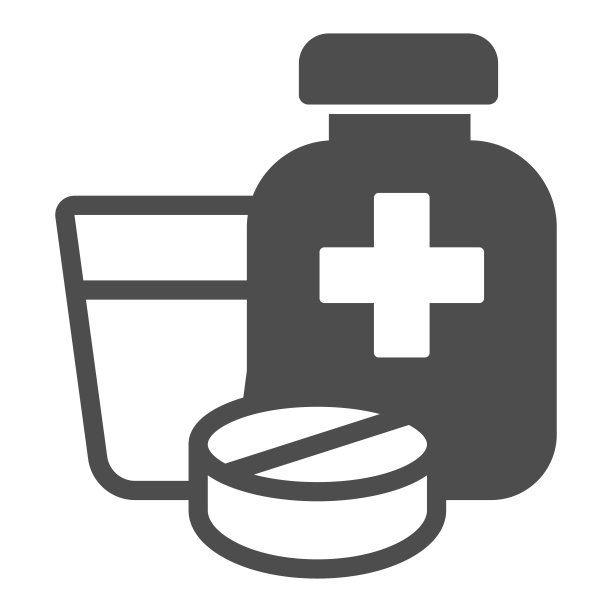 药瓶和片剂玻璃固体图标，动物医院概念，药品标志在白色背景，药瓶与药品和片剂图标在象形文字。向量。图片下载