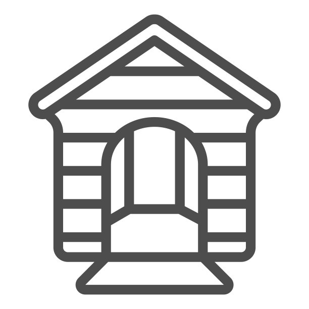 狗屋线图标，动物医院概念，犬舍标志上的白色背景，狗屋图标轮廓风格的移动概念和网页设计。矢量图形。图片下载