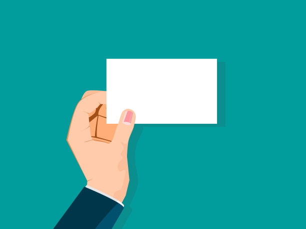 一个商人手里拿着一张空白的名片。空白信用卡模板向量图片下载