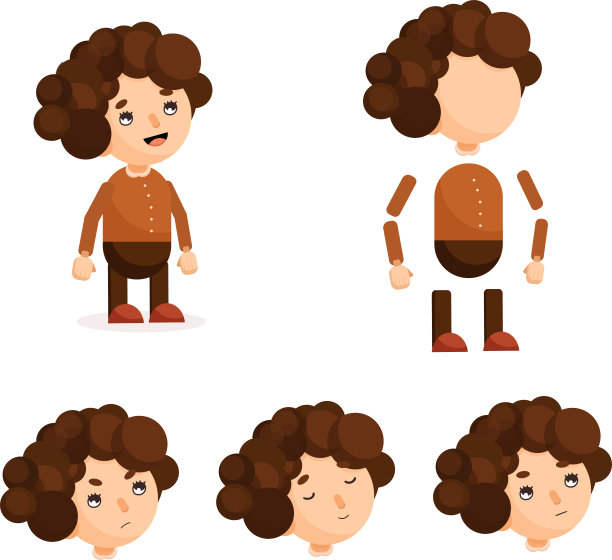 可爱的女孩角色准备好了动画。适用于手机应用和游戏设计的角色。图片下载