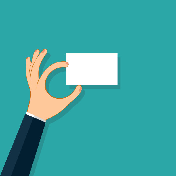 一个商人手里拿着一张空白的名片。空白信用卡模板向量图片下载
