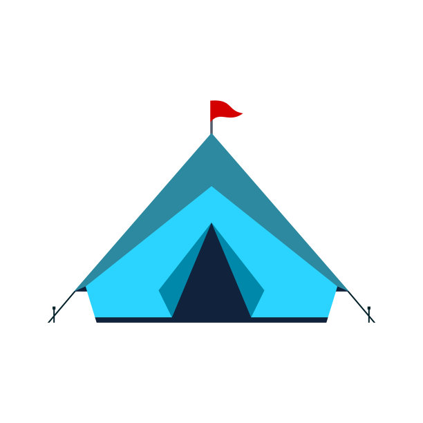 蓝色帐篷孤立在白色背景。旅游和旅游设备。图片下载