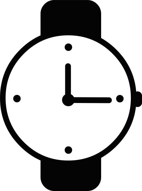 矢量插图的黑色和白色的图标的一只手手表图片下载