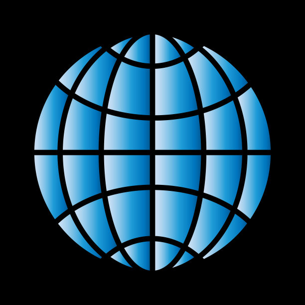 行星图标，平面彩色设计，蓝色渐变填充，黑色背景图片下载