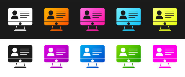 设置在线类图标隔离在黑白背景上。在线教育的概念。向量图片下载