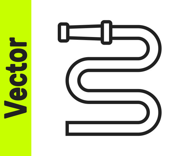 黑线消防水带卷轴图标孤立在白色背景上。向量图片下载