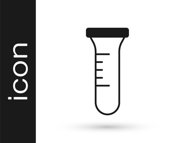 黑色试管和烧瓶化学实验室测试图标隔离在白色背景上。实验室玻璃器皿。向量图片下载