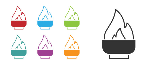 黑色酒精或酒精燃烧器图标孤立的白色背景。化工设备。设置图标丰富多彩。向量图片下载