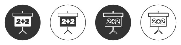 在白色背景上隔离的黑色黑板图标。学校的黑板上的迹象。圆按钮。向量图片下载