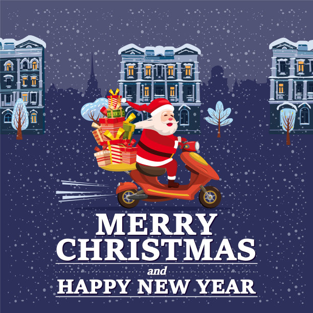 圣诞老人的货车上有短信，圣诞快乐，幸福图片下载