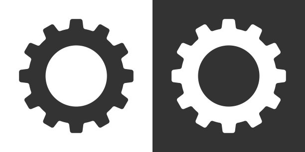 一组齿轮矢量图标孤立的白色和黑色背景。标志设置在平面设计。齿轮工具或按钮的web应用程序或用户界面。技术的概念。修复机制。图片下载