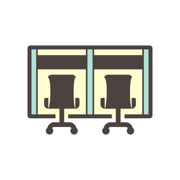 隔间或现代企业办公家具为商业矢量图标设计。图片下载