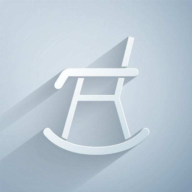 剪纸扶手椅图标孤立在灰色背景。纸艺术风格。向量图片下载