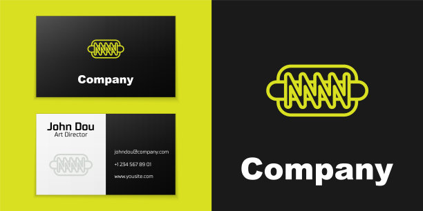 标志类型线热狗三明治图标孤立在黑色背景。香肠图标。快餐的迹象。标志设计模板元素。向量图片下载