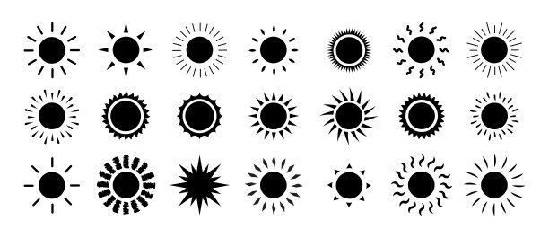 太阳剪影图标合集图片下载