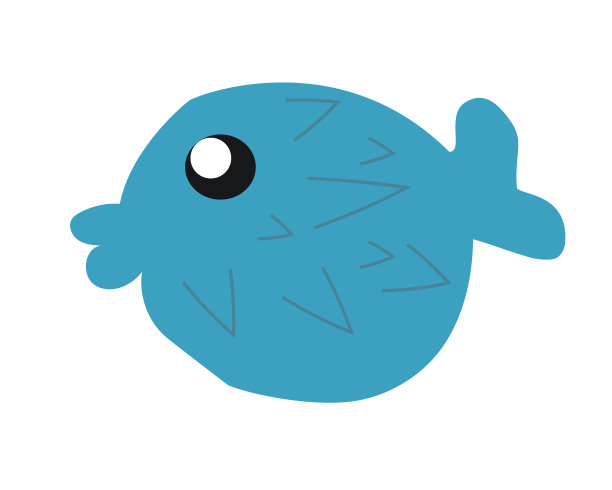 白色背景上的蓝色环状鱼。平面插图设计，网页，装饰等图片下载