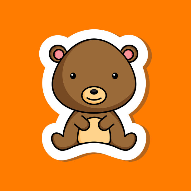 可爱的卡通贴纸小熊标志模板图片下载