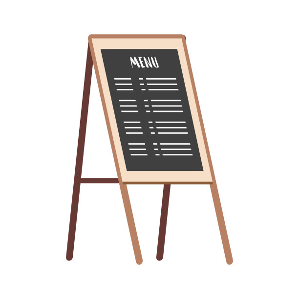 粉笔板与菜单矢量平面插图。户外咖啡馆或餐厅菜单显示。图片下载