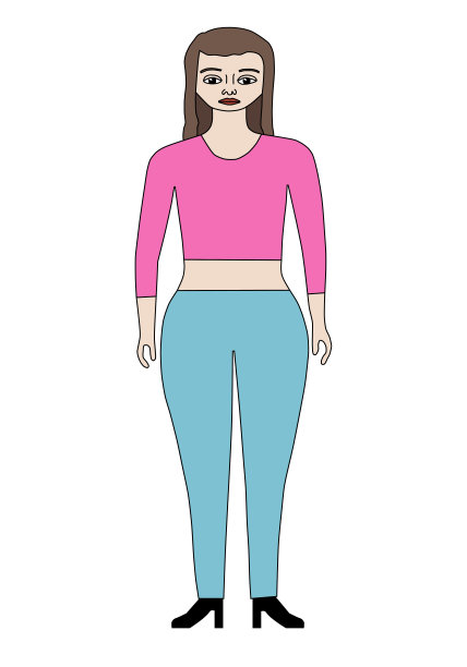 女孩站立的卡通人物孤立向量图片下载