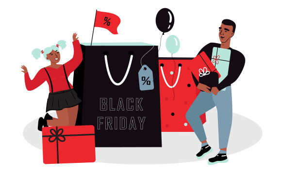 男人和女人买东西购物大甩卖图片下载