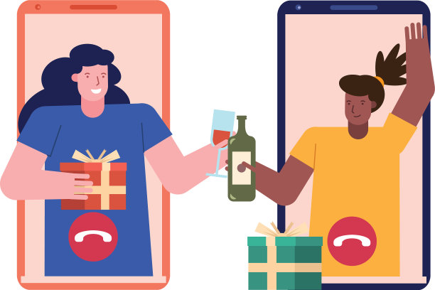 年轻的女人拿着酒和礼物庆祝图片下载